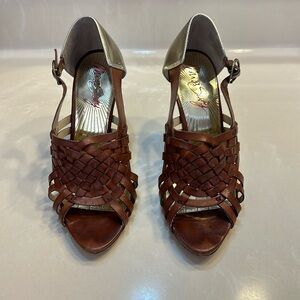 Miss Sixty Gold & Brown heels - size 8